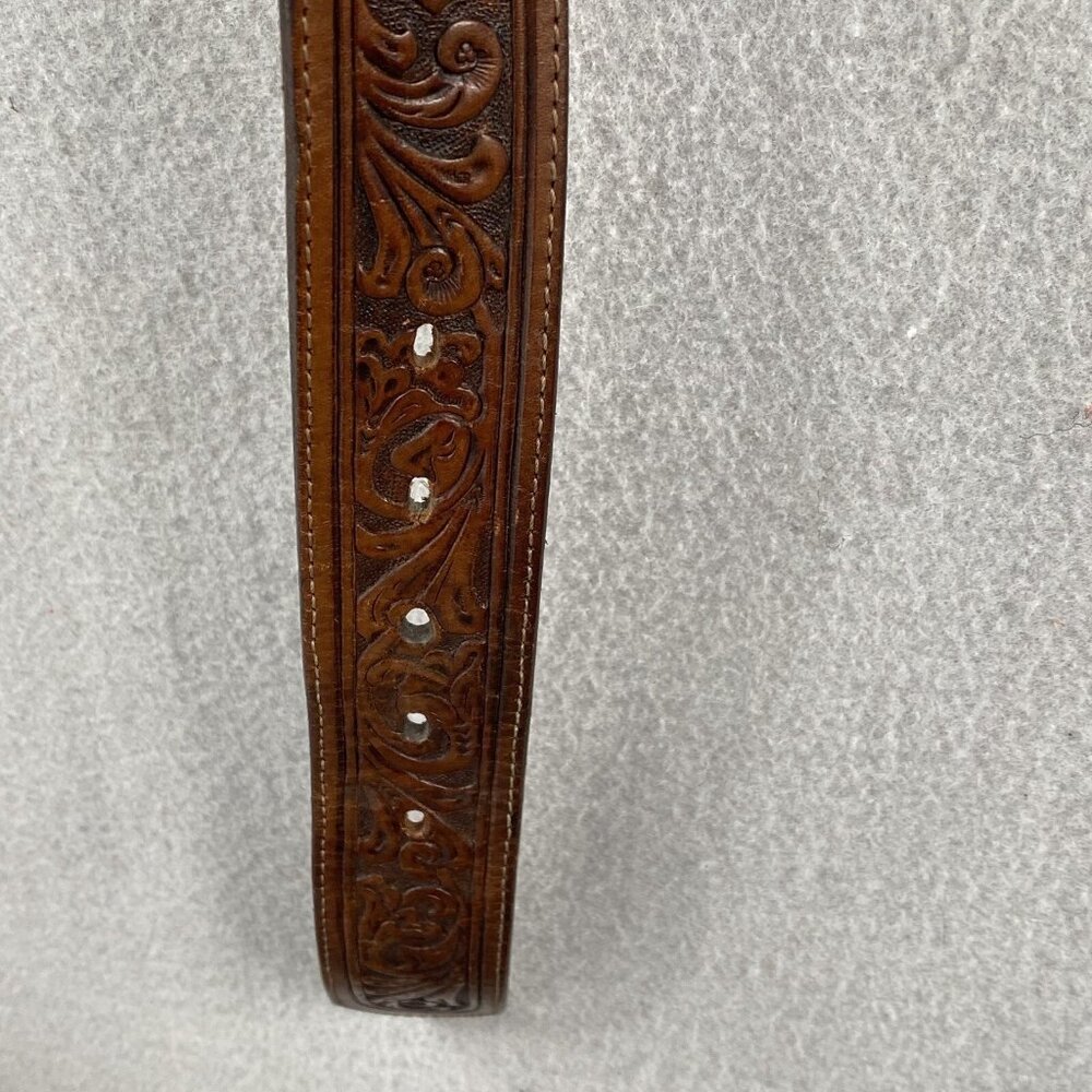 Indiana Metal Leather Belt Brown Silver Domed Walking Liberty Coins Concho - Picture 13 of 16